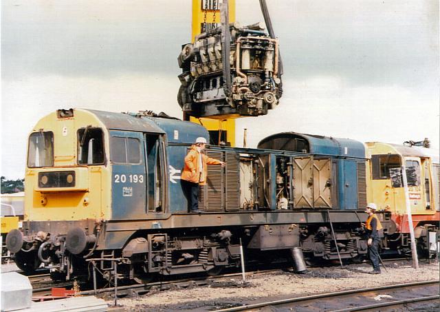 96706 engine changing 20193 for 20104, Toton Depot, 1993 (2)