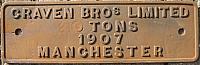 Works Plate for 1907 Craven 20-ton Crane